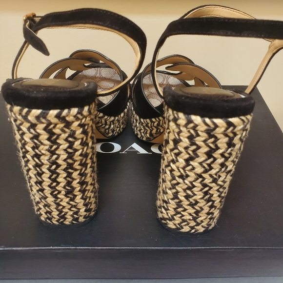 Coach Talina Raffia and Suede Sandals - Picture 3 of 6